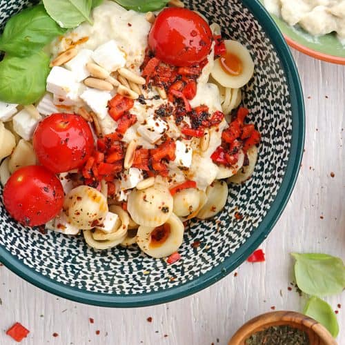 Orecchiette mit rauchigem Auberginenpüree