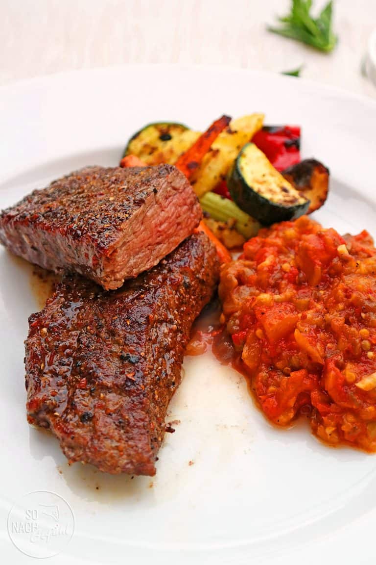 Bavette-Steak mit rauchigen Auberginen