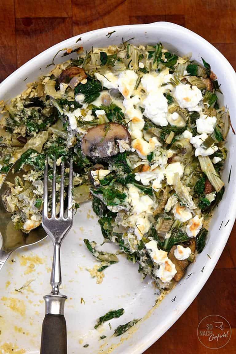 Mangoldauflauf mit Schafskäse