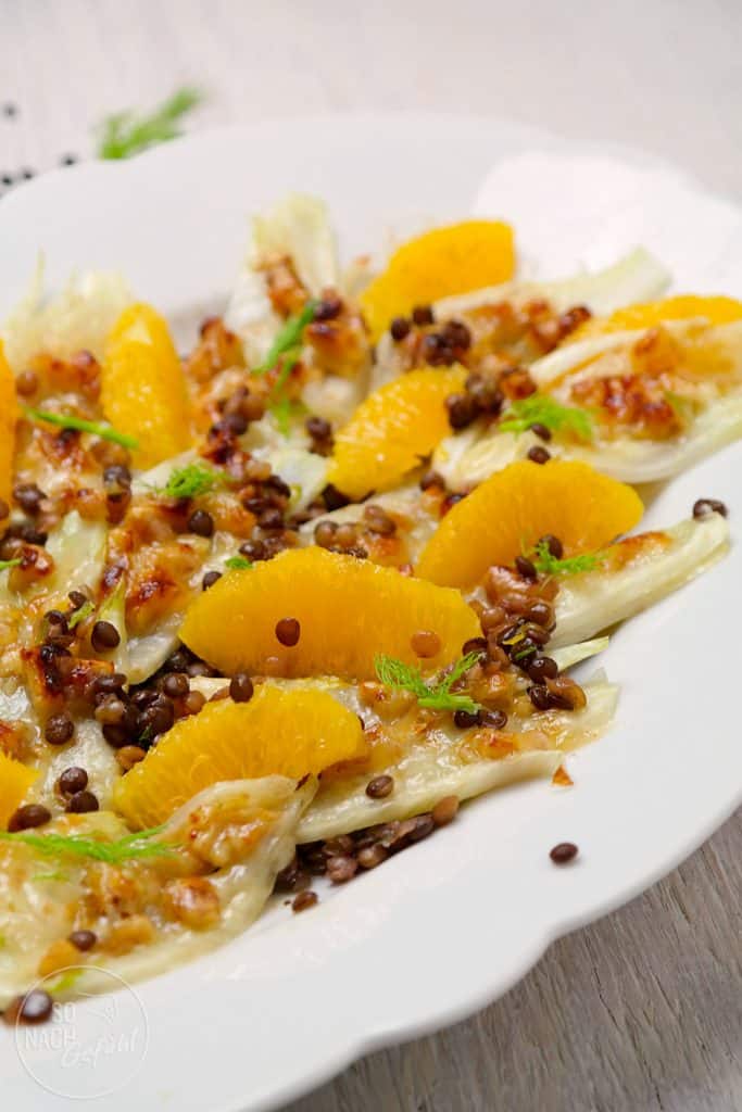 Fenchel-Linsensalat mit Ziegenkäse & Walnüssen