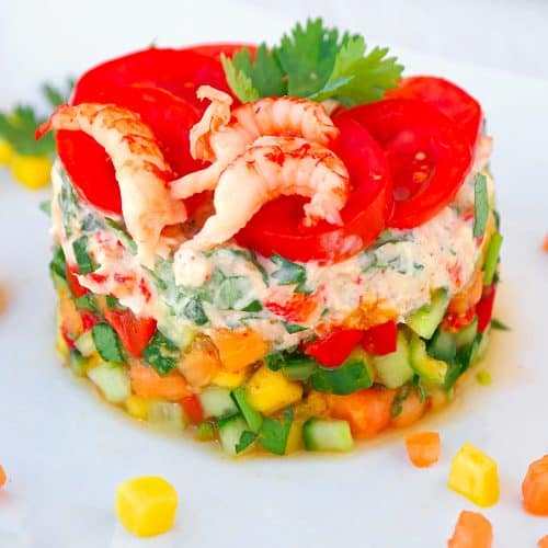 Flusskrebs-Salat mit Mango, Papaya und Gurke