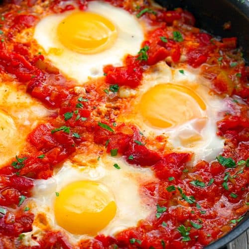 Shakshuka - gebackene Eier in würziger Soße