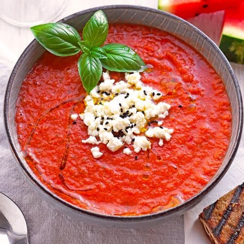 Eiskalte Gazpacho mit Wassermelone