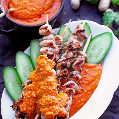 Hühnerspieße mit Erdnusssoße - Hühner Satay