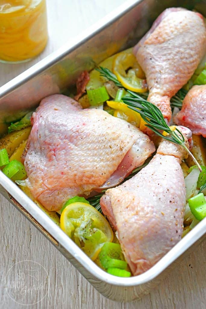 Backofenhuhn in der Zubereitung
