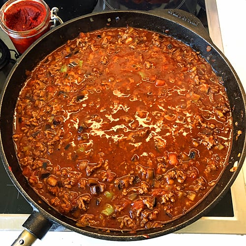 Hackfleischfüllung schmoren