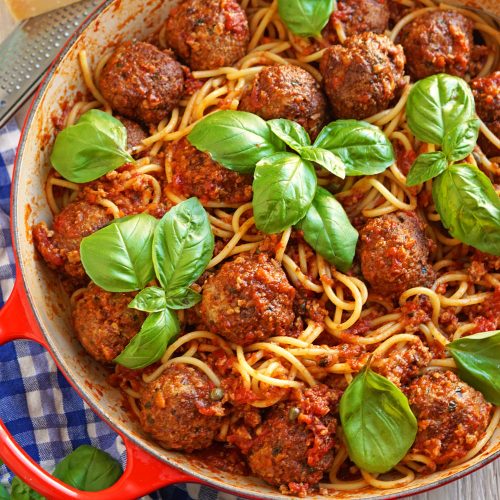 Saftige Marinara Meatballs mit Spaghetti