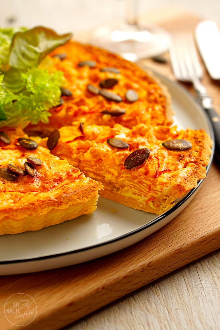 Kürbis-Tarte mit leichtem Mürbeteig