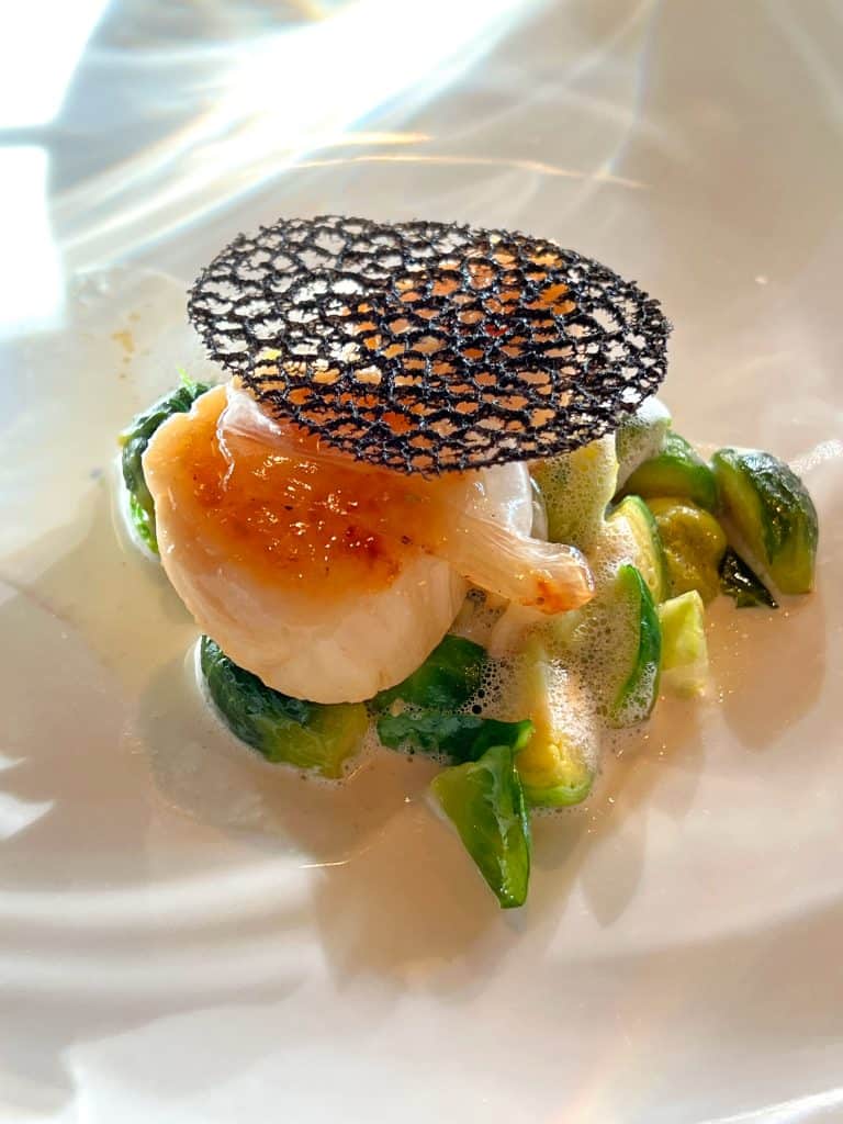 Jakobsmuschel auf Rosenkohl