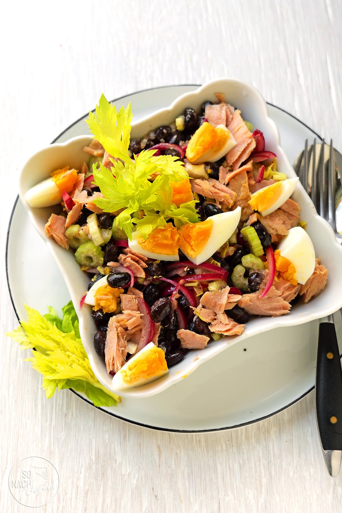 Schwarze Bohnensalat mit Thunfisch