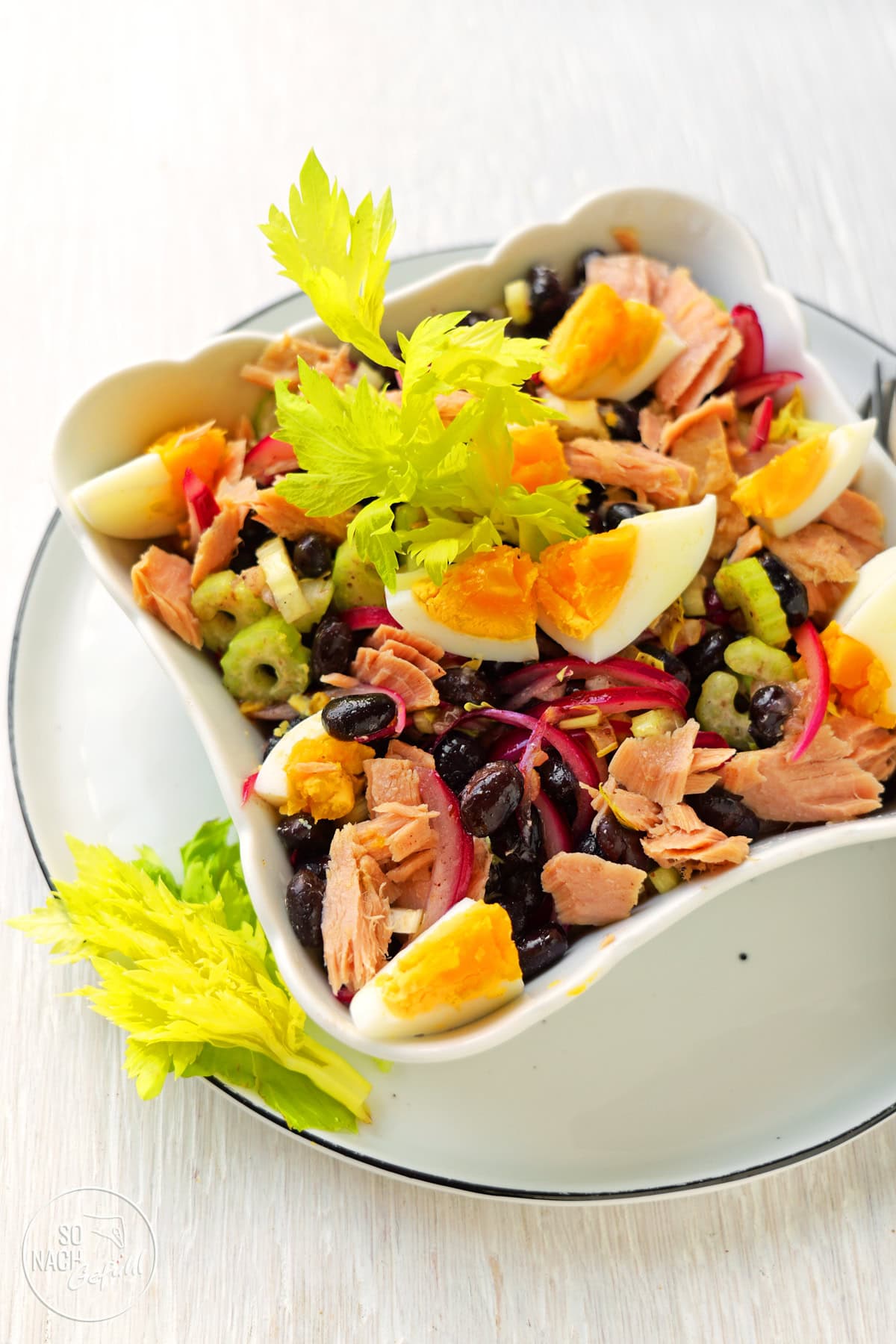 Schwarze Bohnensalat nah